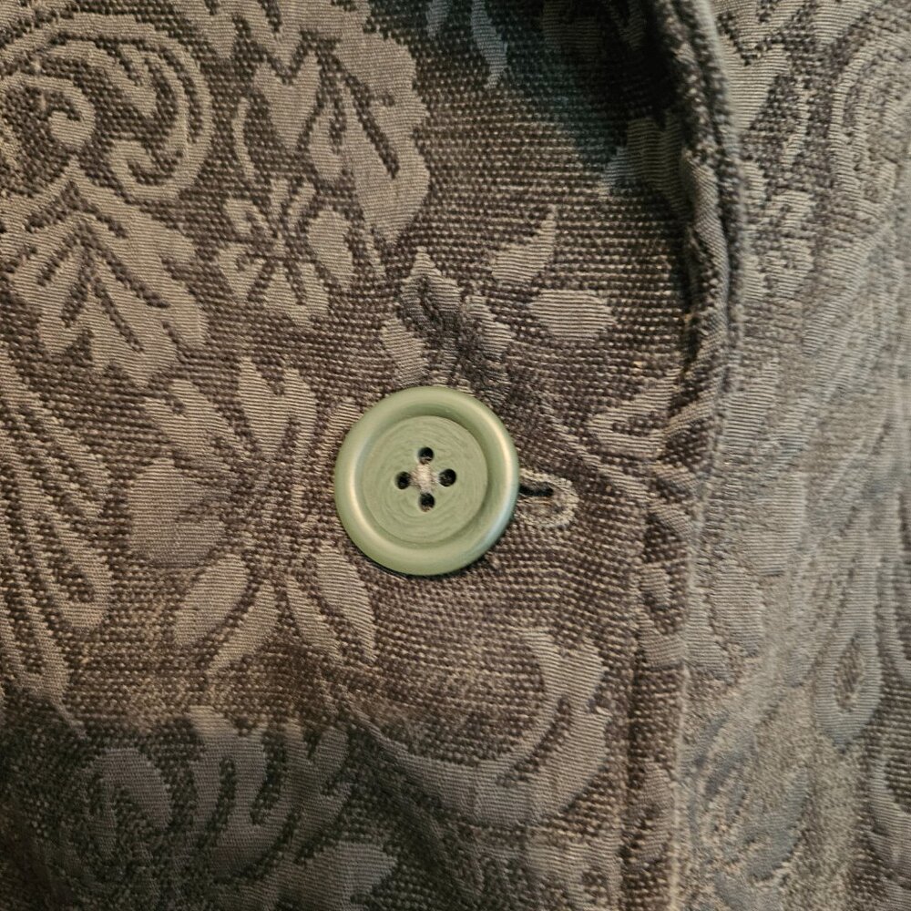 Vintage Erika Baroque Damask Pattern Green 3 Button Blazer Jacket Size Medium - Picture 3 of 10